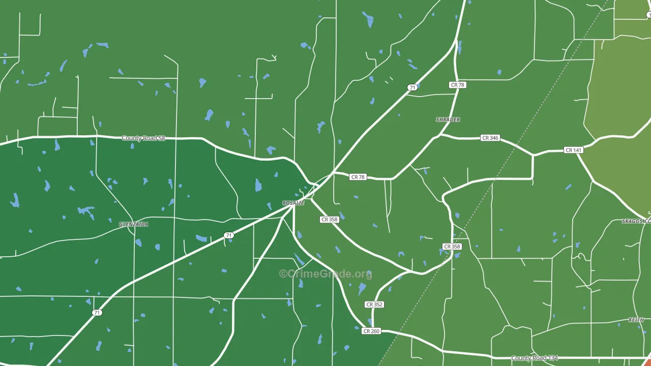 Rosalie, AL Map of Vehicle Theft Rates