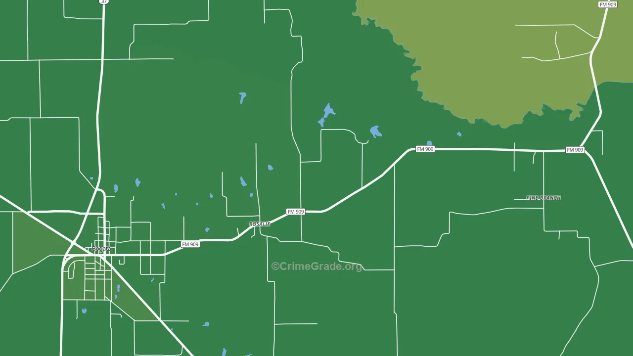 Rosalie, TX Map of Vehicle Theft Rates