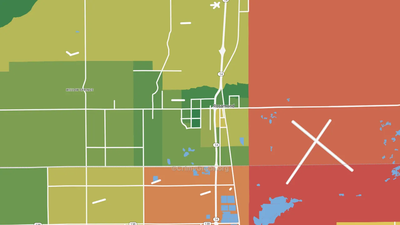 Rosamond, CA Map of Vehicle Theft Rates