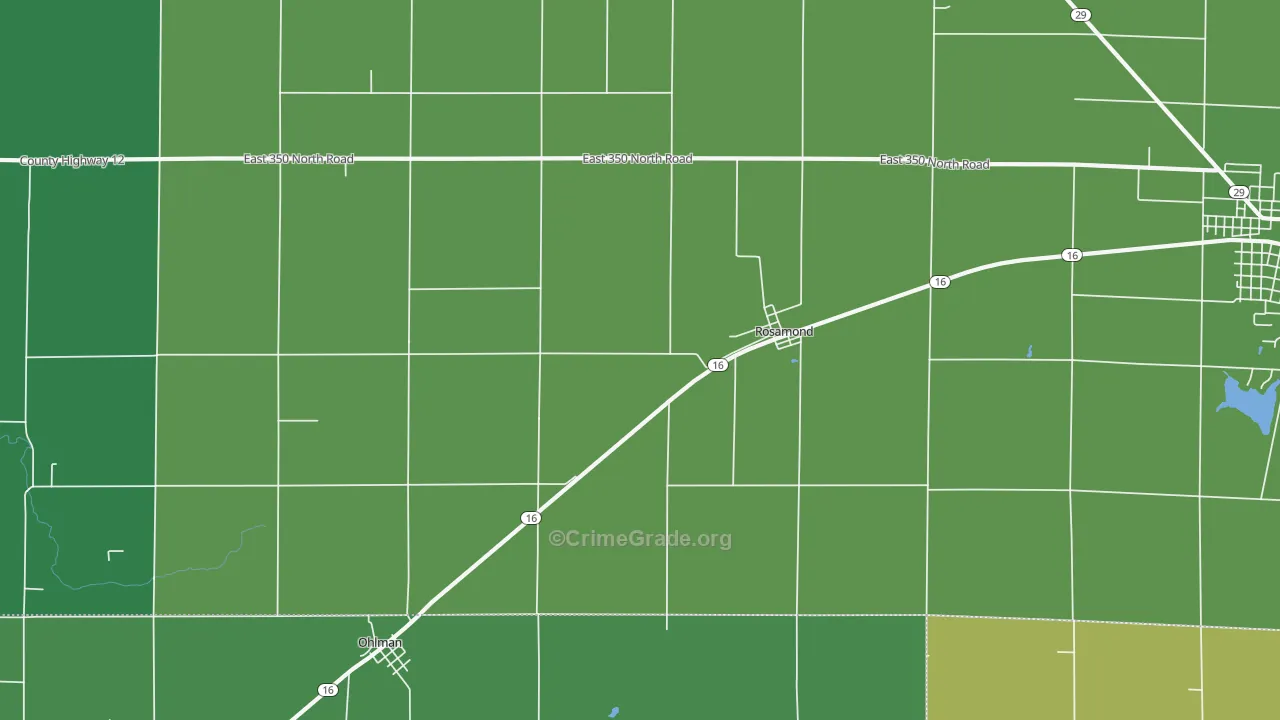 Rosamond, IL Map of Vehicle Theft Rates