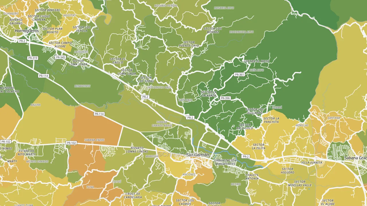 Rosario, PR Map of Vehicle Theft Rates