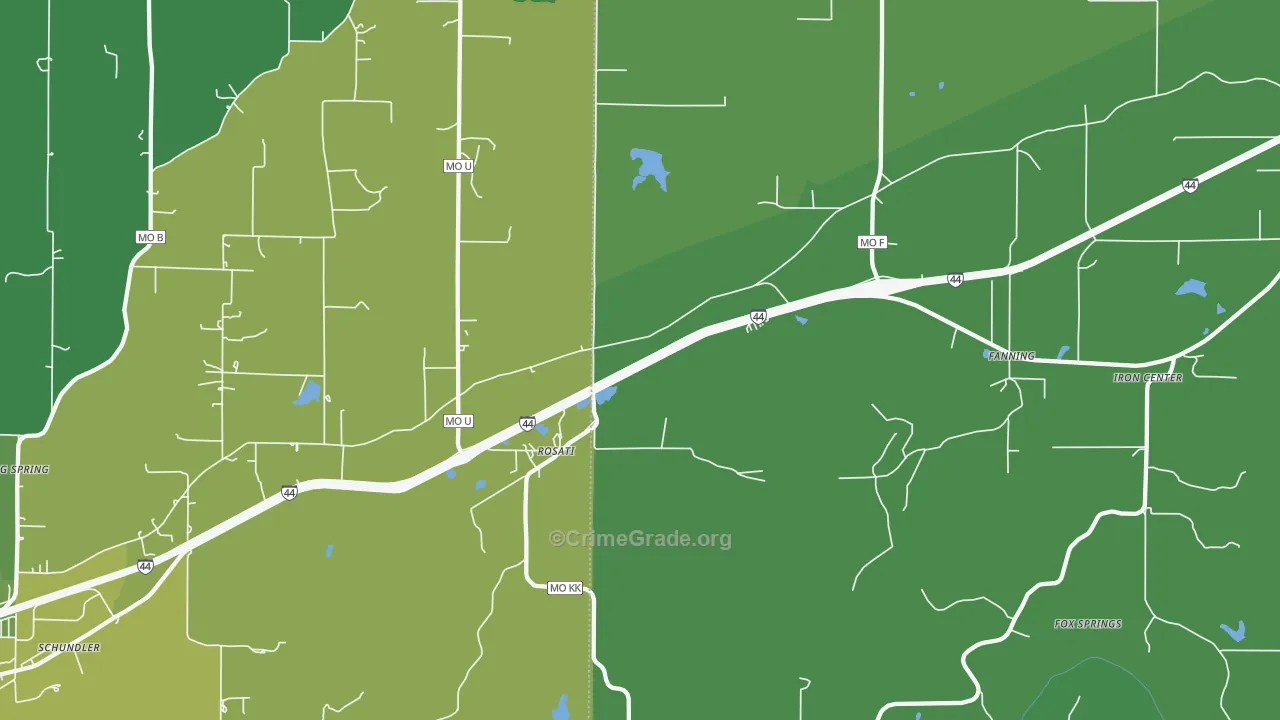 Rosati, MO Map of Vehicle Theft Rates