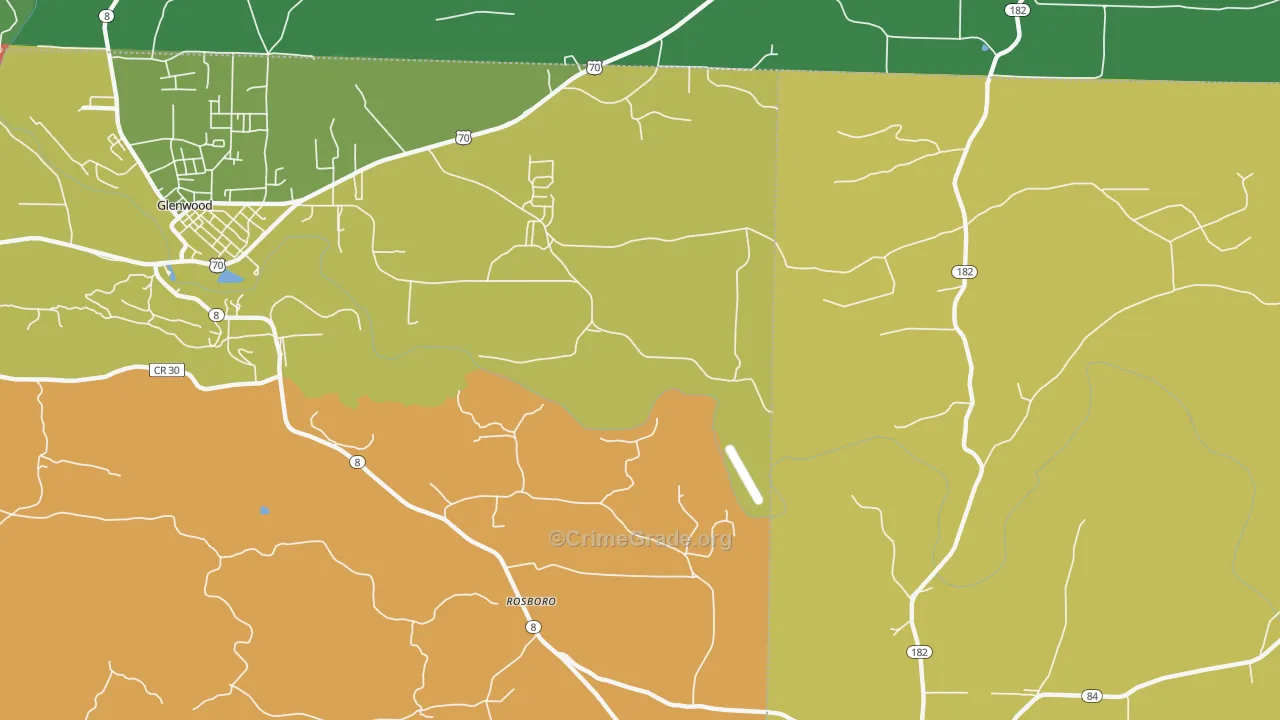 Rosboro, AR Map of Vehicle Theft Rates