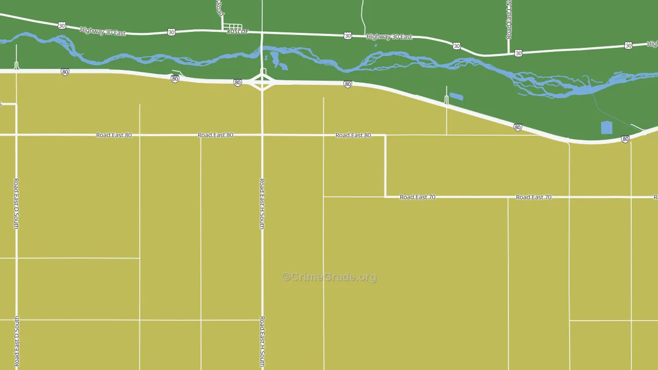 Roscoe, NE Map of Vehicle Theft Rates