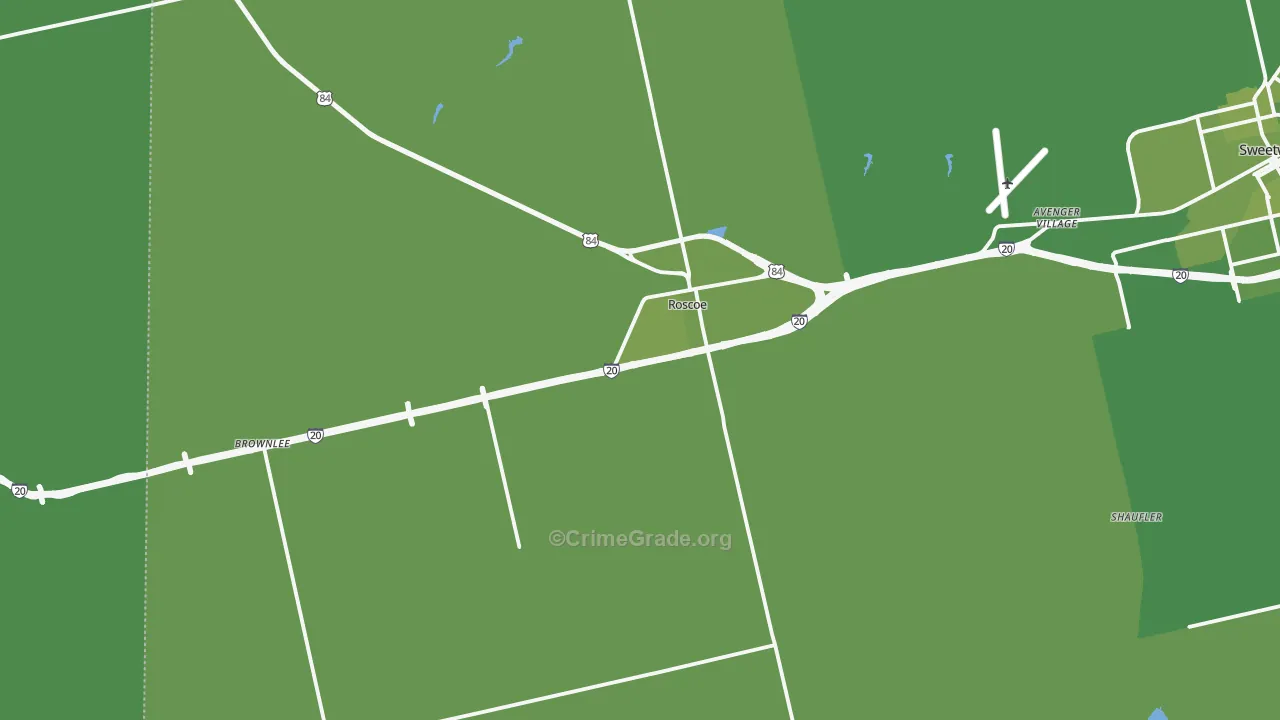Roscoe, TX Map of Vehicle Theft Rates