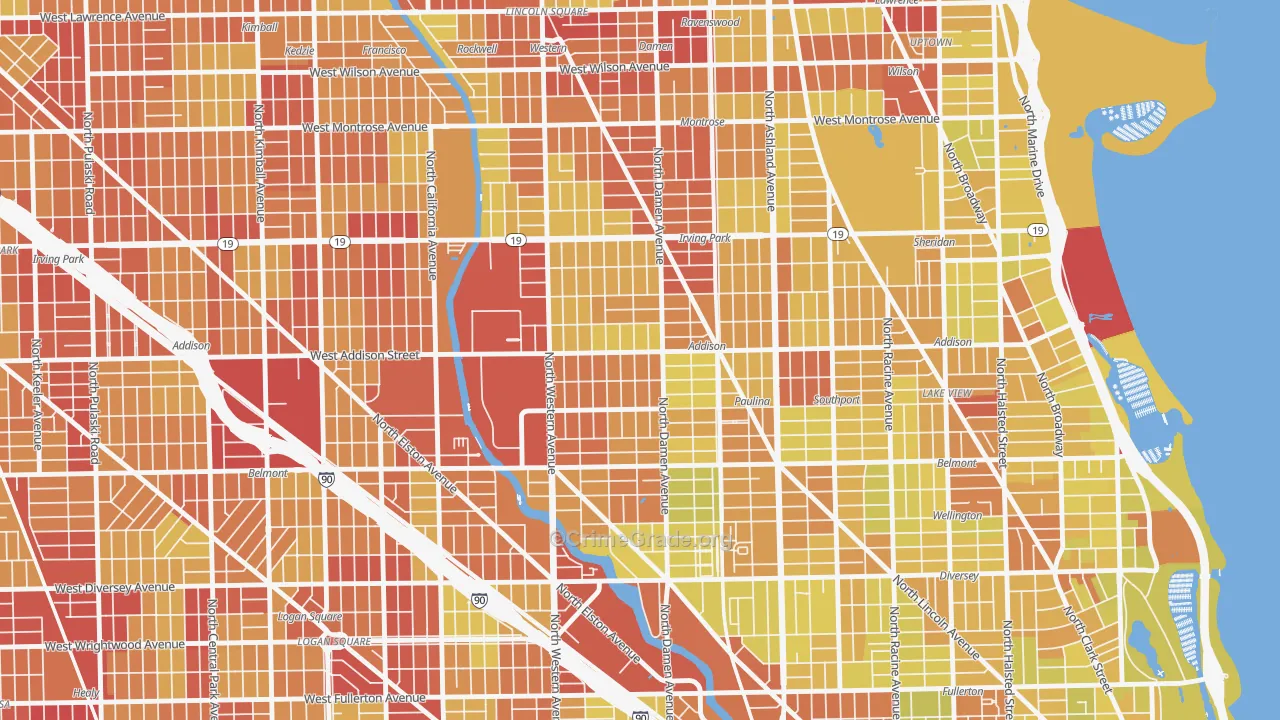Roscoe Village, Chicago, IL Map of Vehicle Theft Rates