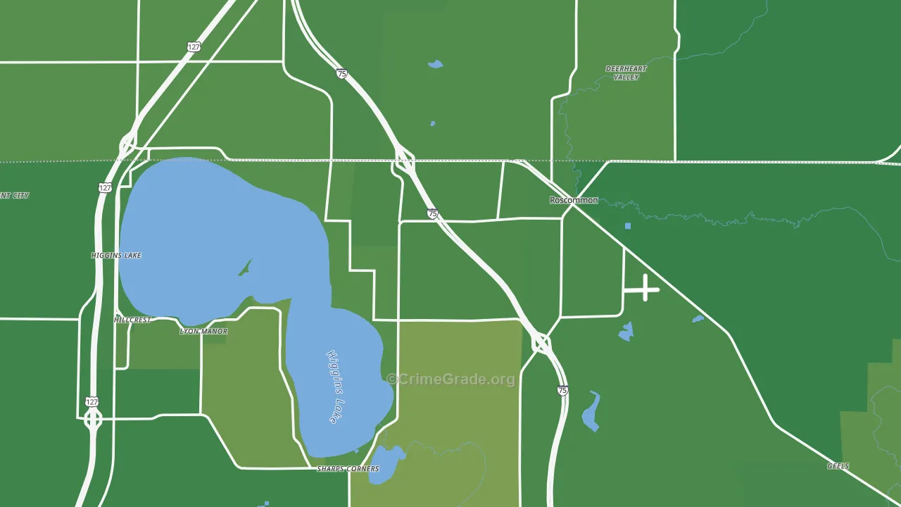 Roscommon, MI Map of Vehicle Theft Rates