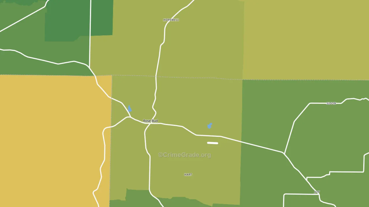Rose Bud, AR Map of Vehicle Theft Rates
