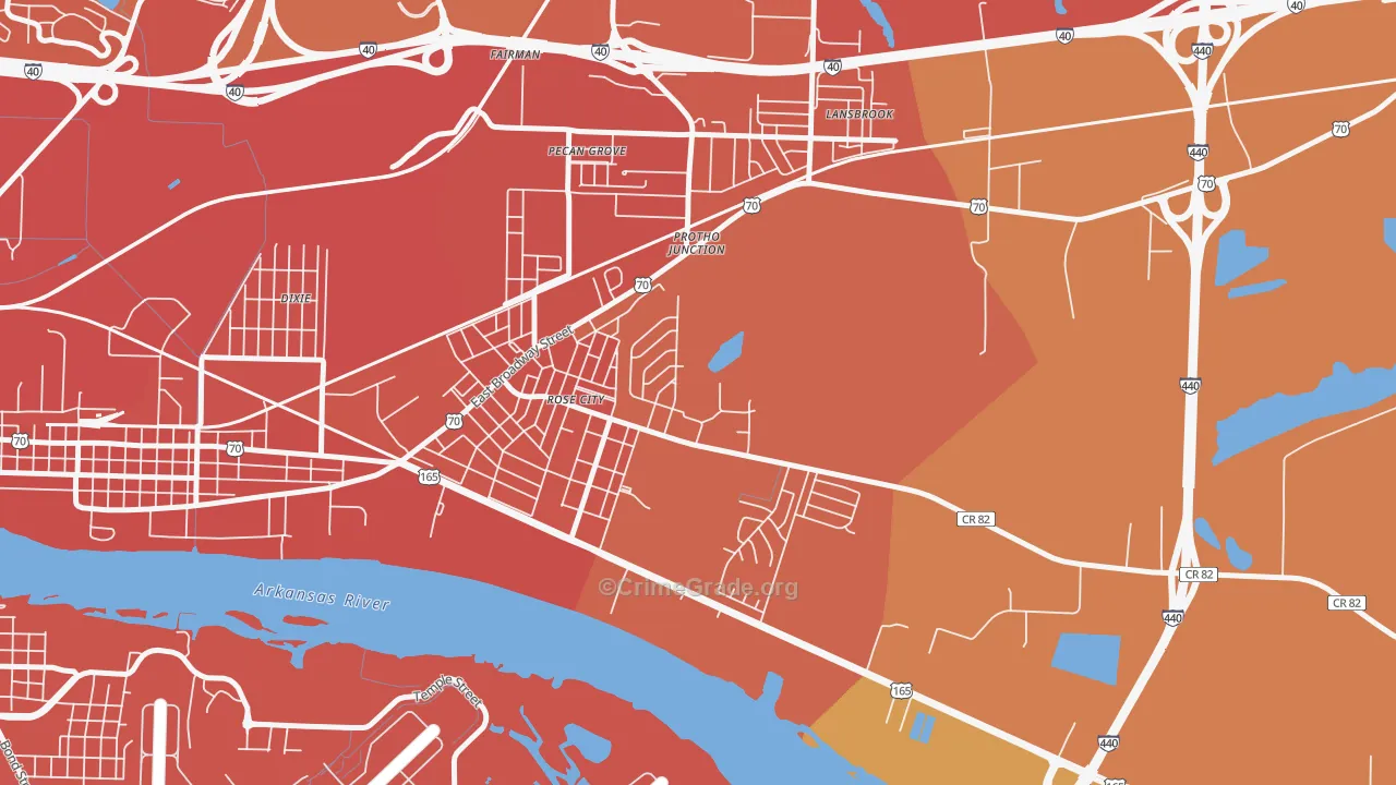 Rose City, AR Map of Vehicle Theft Rates
