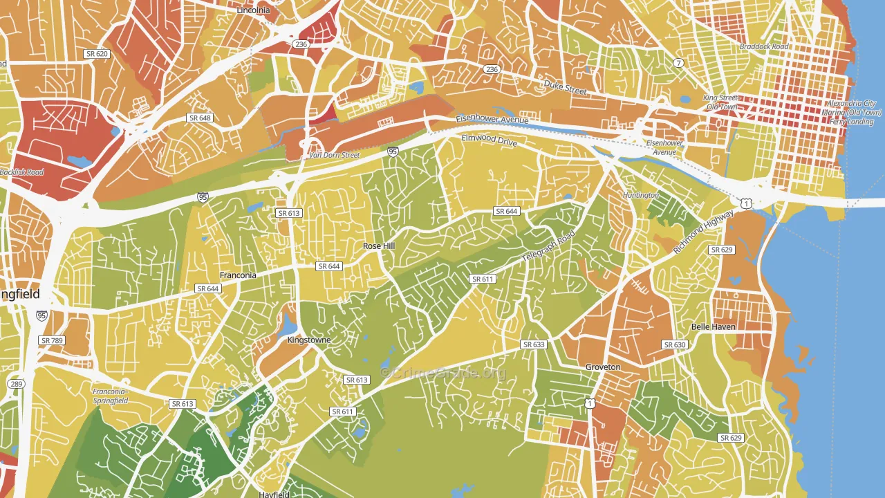 Rose Hill, Alexandria, VA Map of Vehicle Theft Rates
