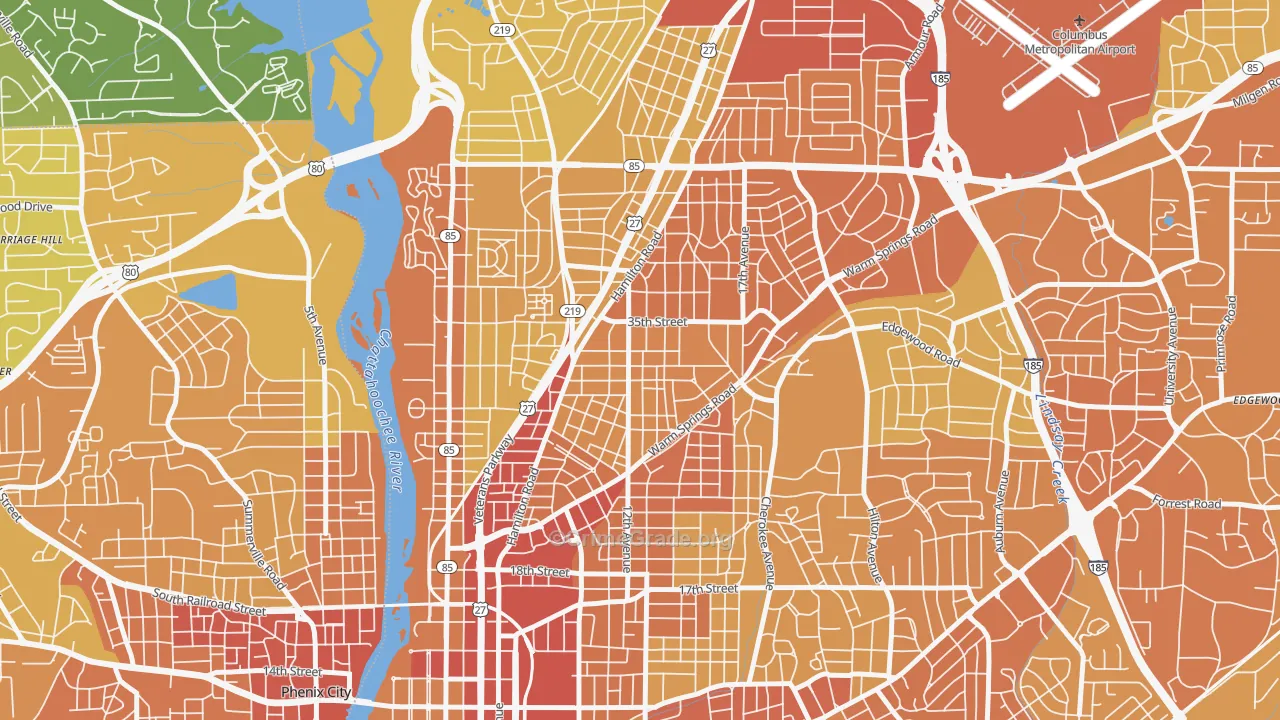 Rose Hill, Columbus, GA Map of Vehicle Theft Rates