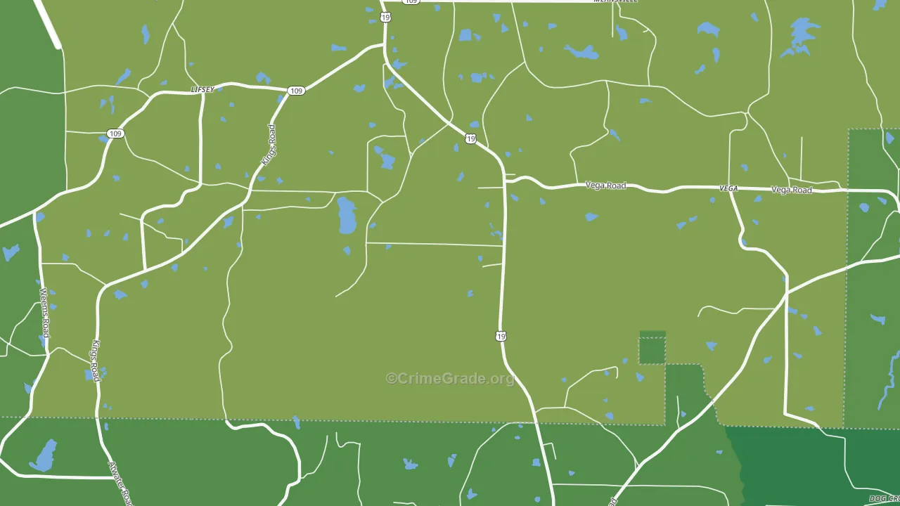 Rose Hill, GA Map of Vehicle Theft Rates