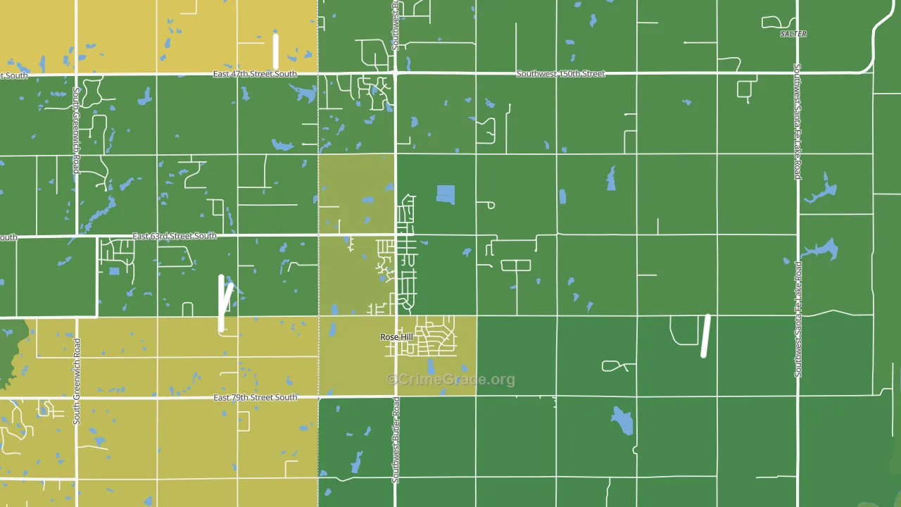 Rose Hill, KS Map of Vehicle Theft Rates