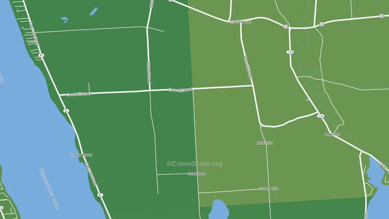 Rose Hill, NY Map of Vehicle Theft Rates