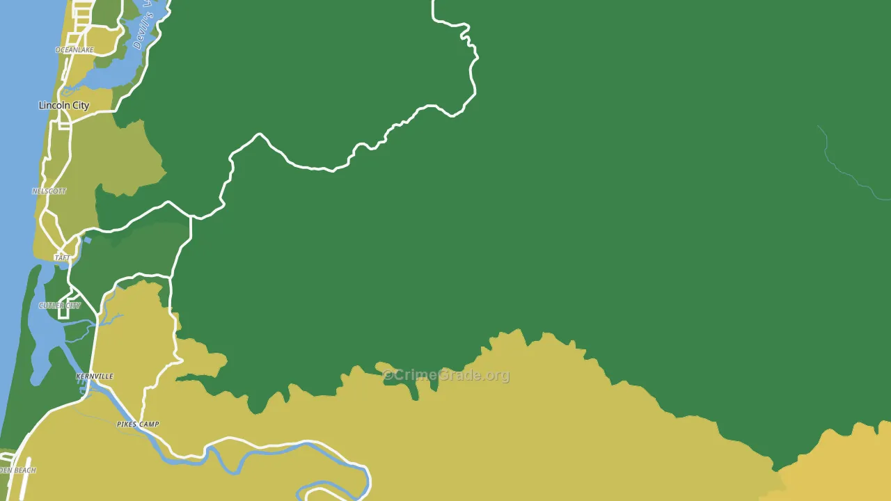 Rose Lodge, OR Map of Vehicle Theft Rates