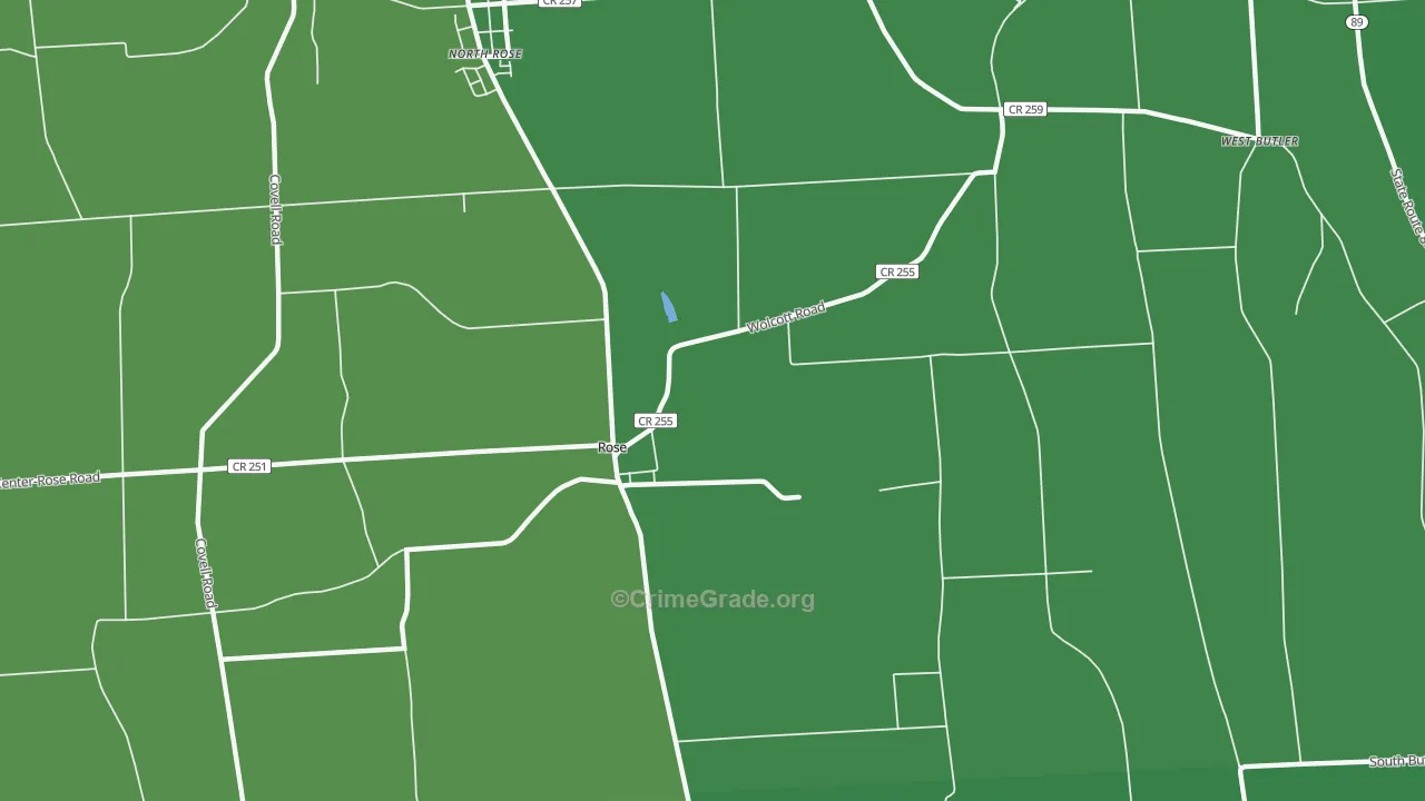 Rose, NY Map of Vehicle Theft Rates