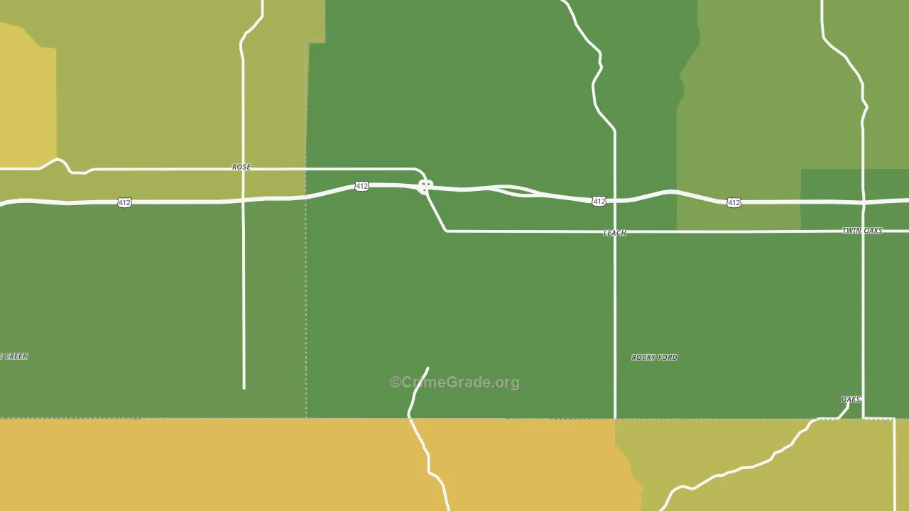 Rose, OK Map of Vehicle Theft Rates