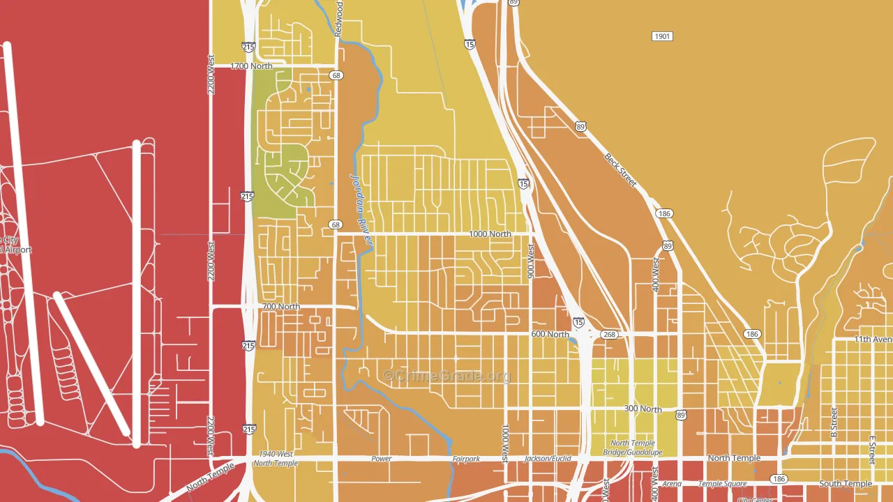Rose Park, Salt Lake City, UT Map of Vehicle Theft Rates