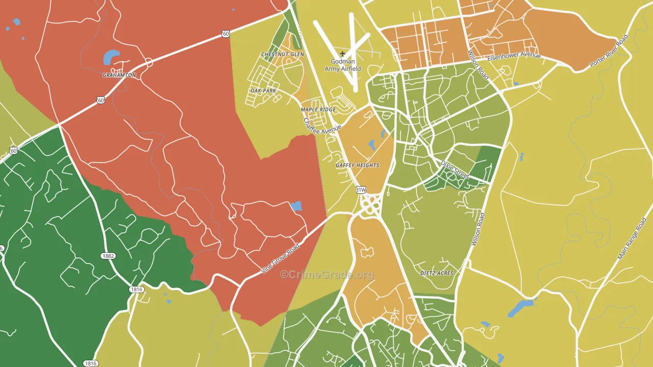 Rose Terrace, KY Map of Vehicle Theft Rates