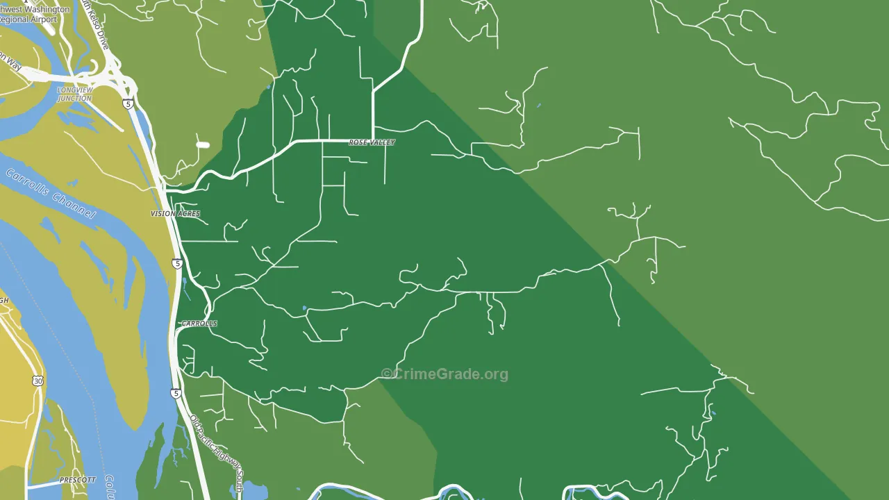 Rose Valley, WA Map of Vehicle Theft Rates