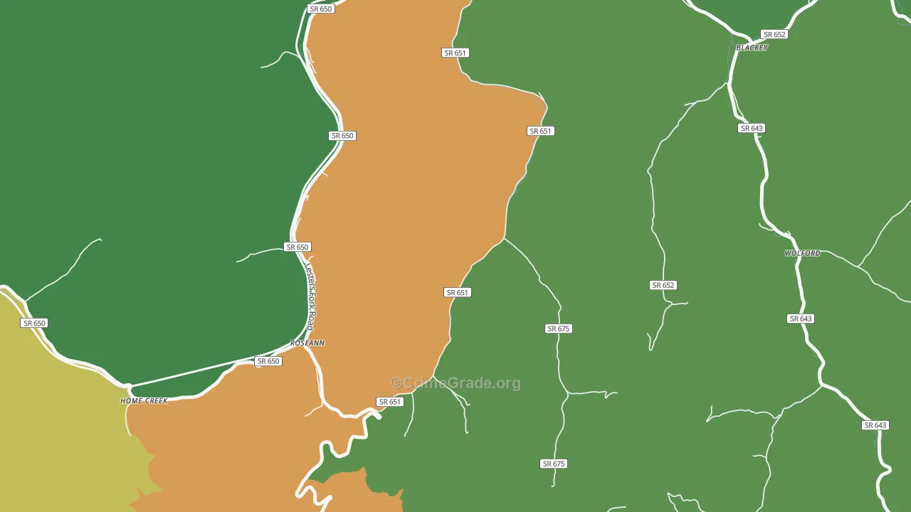 Roseann, VA Map of Vehicle Theft Rates