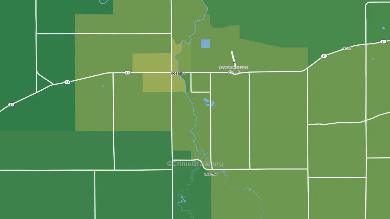 Roseau, MN Map of Vehicle Theft Rates