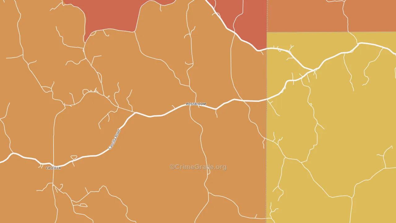Rosebloom, MS Map of Vehicle Theft Rates