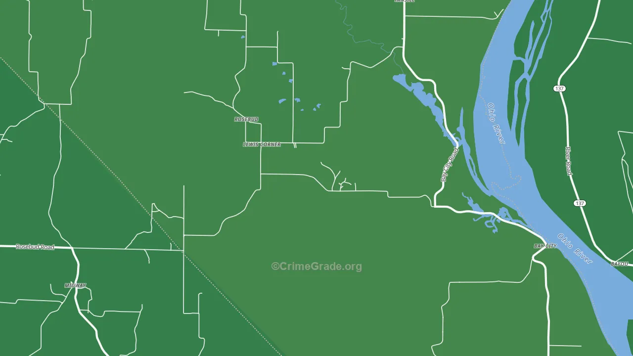 Rosebud, IL Map of Vehicle Theft Rates