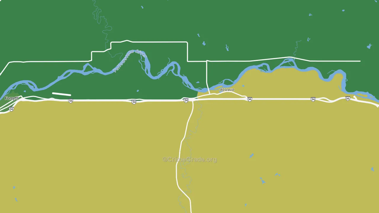 Rosebud, MT Map of Vehicle Theft Rates