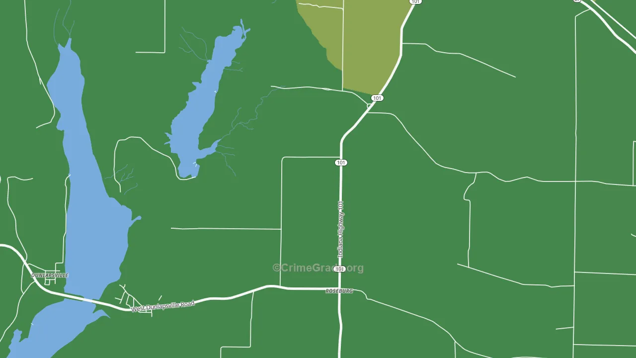 Roseburg, IN Map of Vehicle Theft Rates