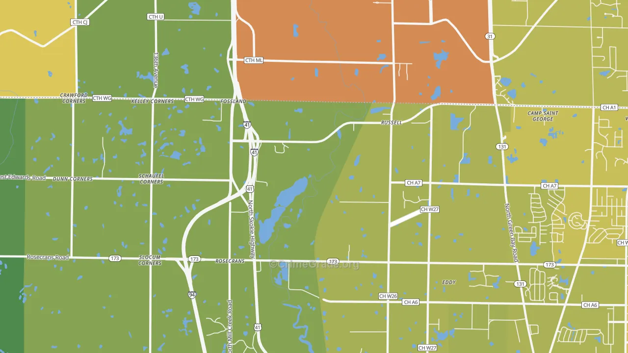 Rosecrans, IL Map of Vehicle Theft Rates
