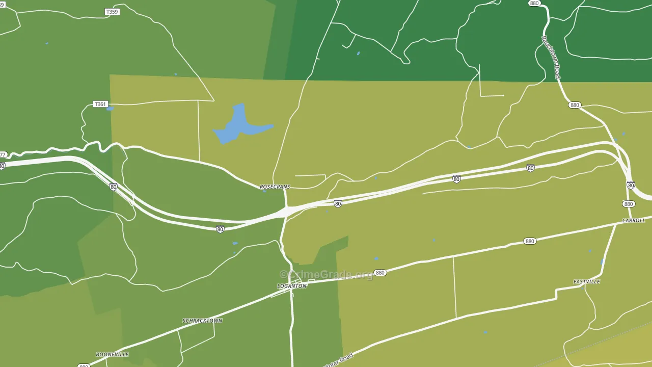 Rosecrans, PA Map of Vehicle Theft Rates