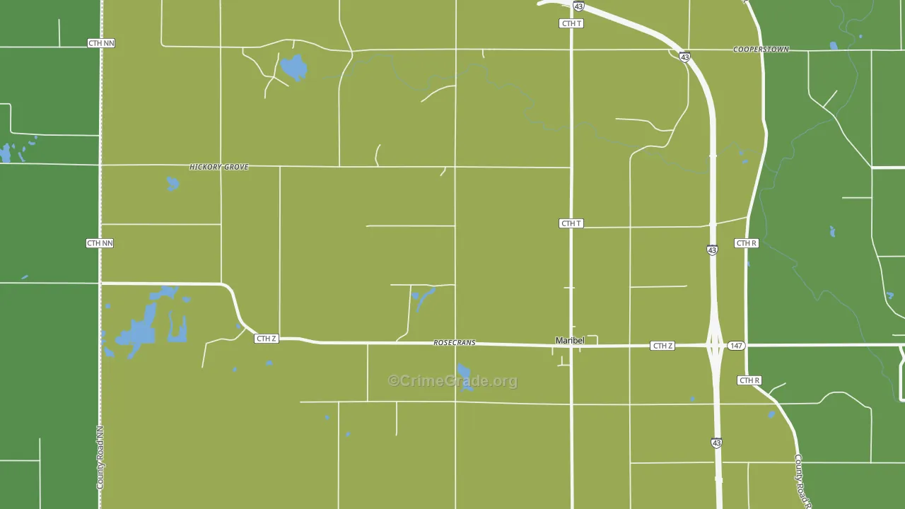 Rosecrans, WI Map of Vehicle Theft Rates