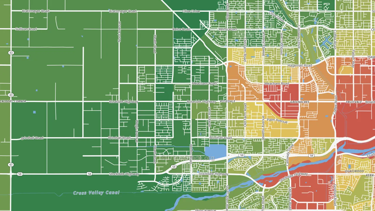 Rosedale, Bakersfield, CA Map of Vehicle Theft Rates