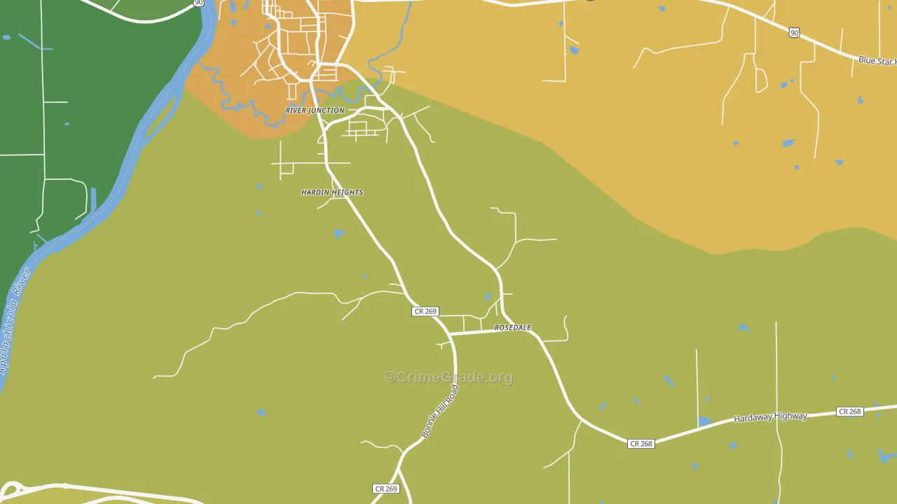 Rosedale, FL Map of Vehicle Theft Rates