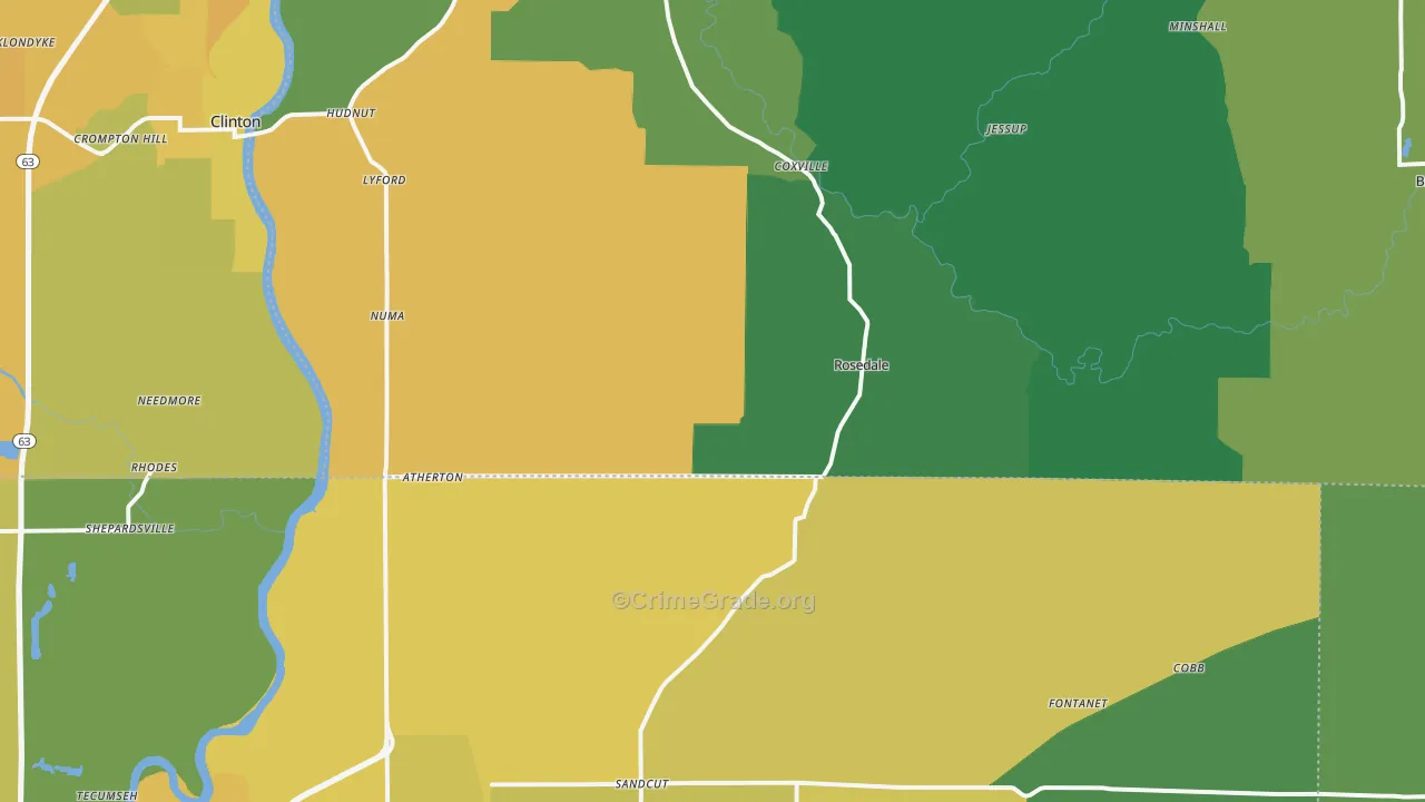 Rosedale, IN Map of Vehicle Theft Rates