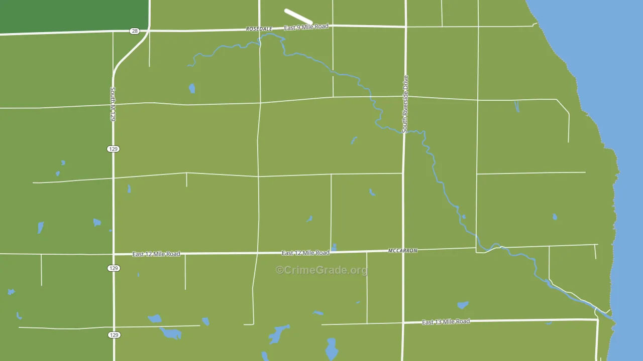 Rosedale, MI Map of Vehicle Theft Rates