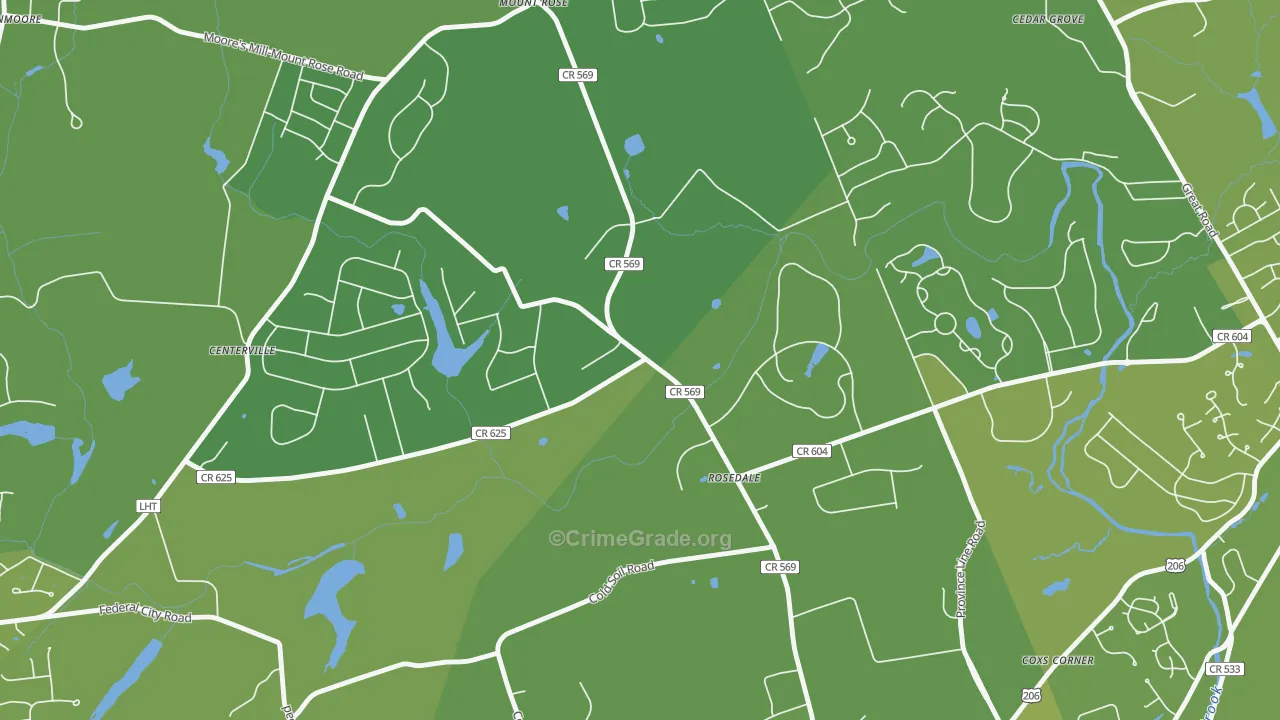 Rosedale, NJ Map of Vehicle Theft Rates