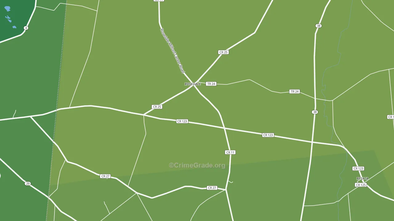 Rosedale, OH Map of Vehicle Theft Rates