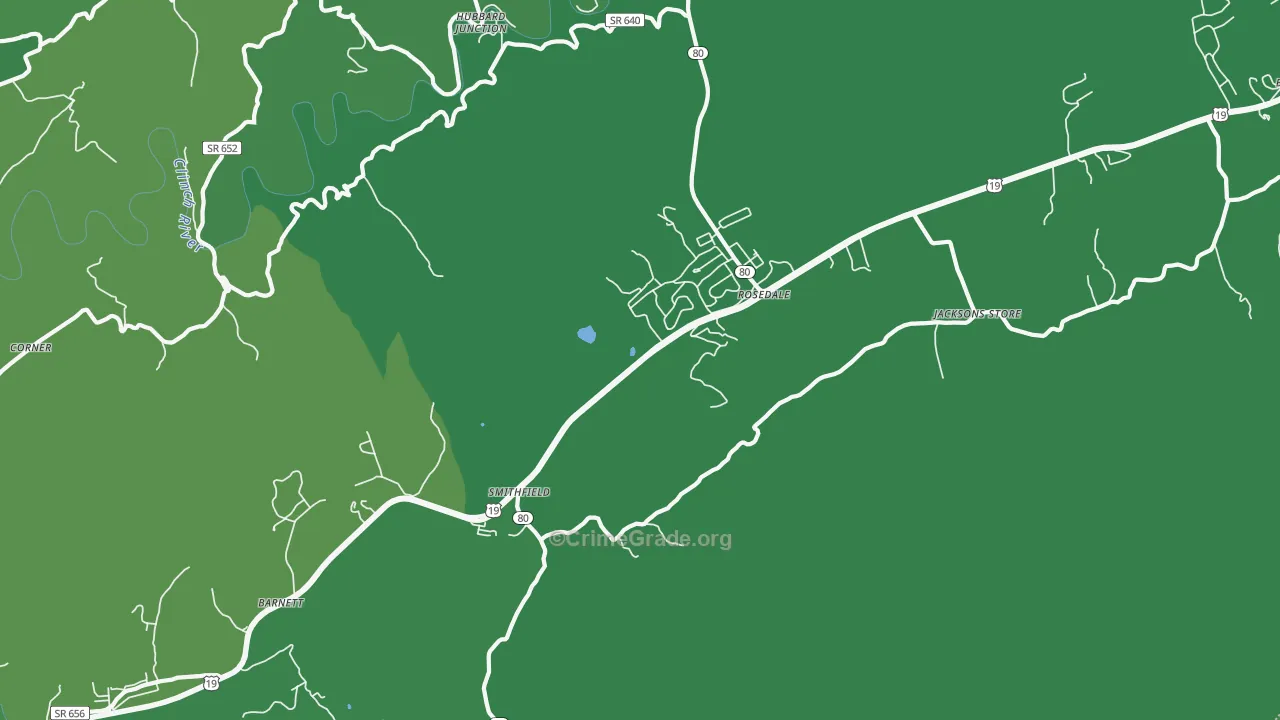 Rosedale, VA Map of Vehicle Theft Rates