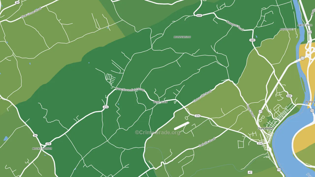 Roseglen, PA Map of Vehicle Theft Rates