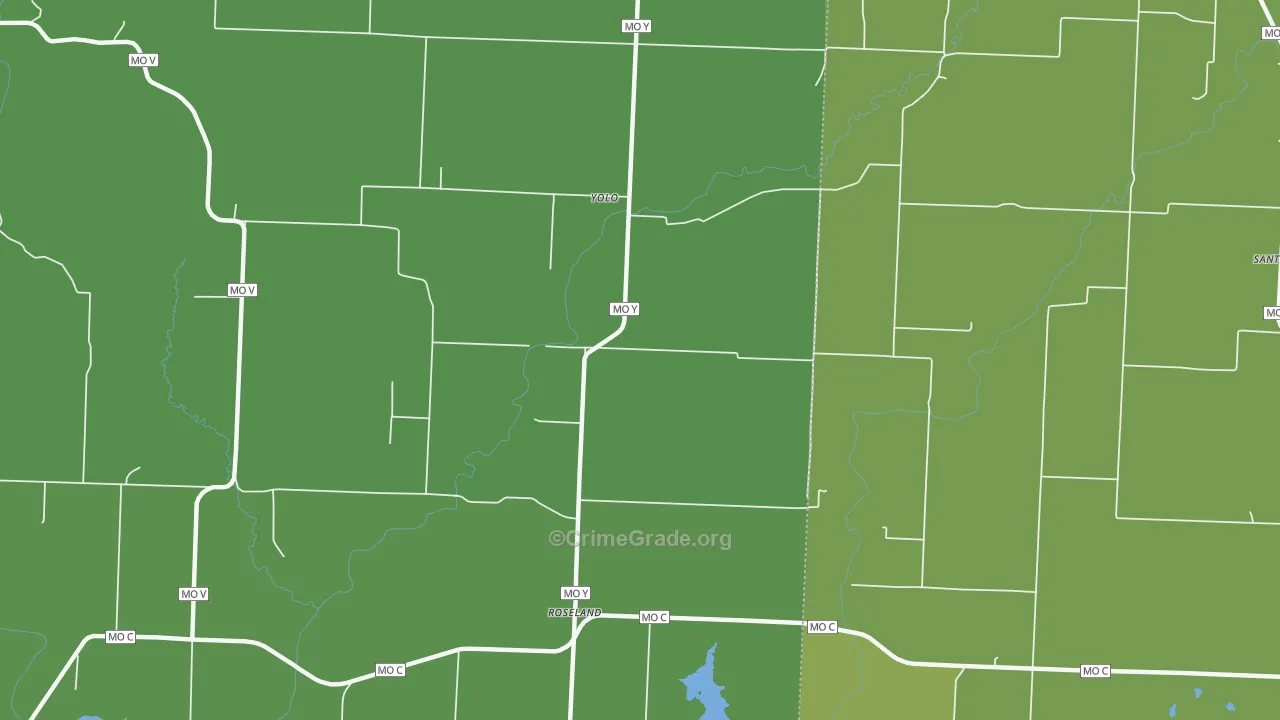 Roseland, MO Map of Vehicle Theft Rates