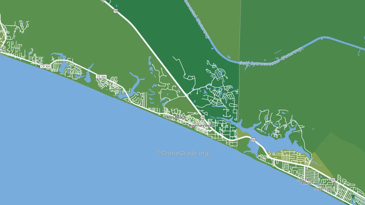Rosemary Bch, FL Map of Vehicle Theft Rates