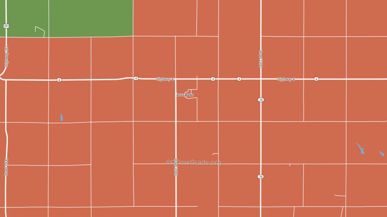 Rosemont, NE Map of Vehicle Theft Rates
