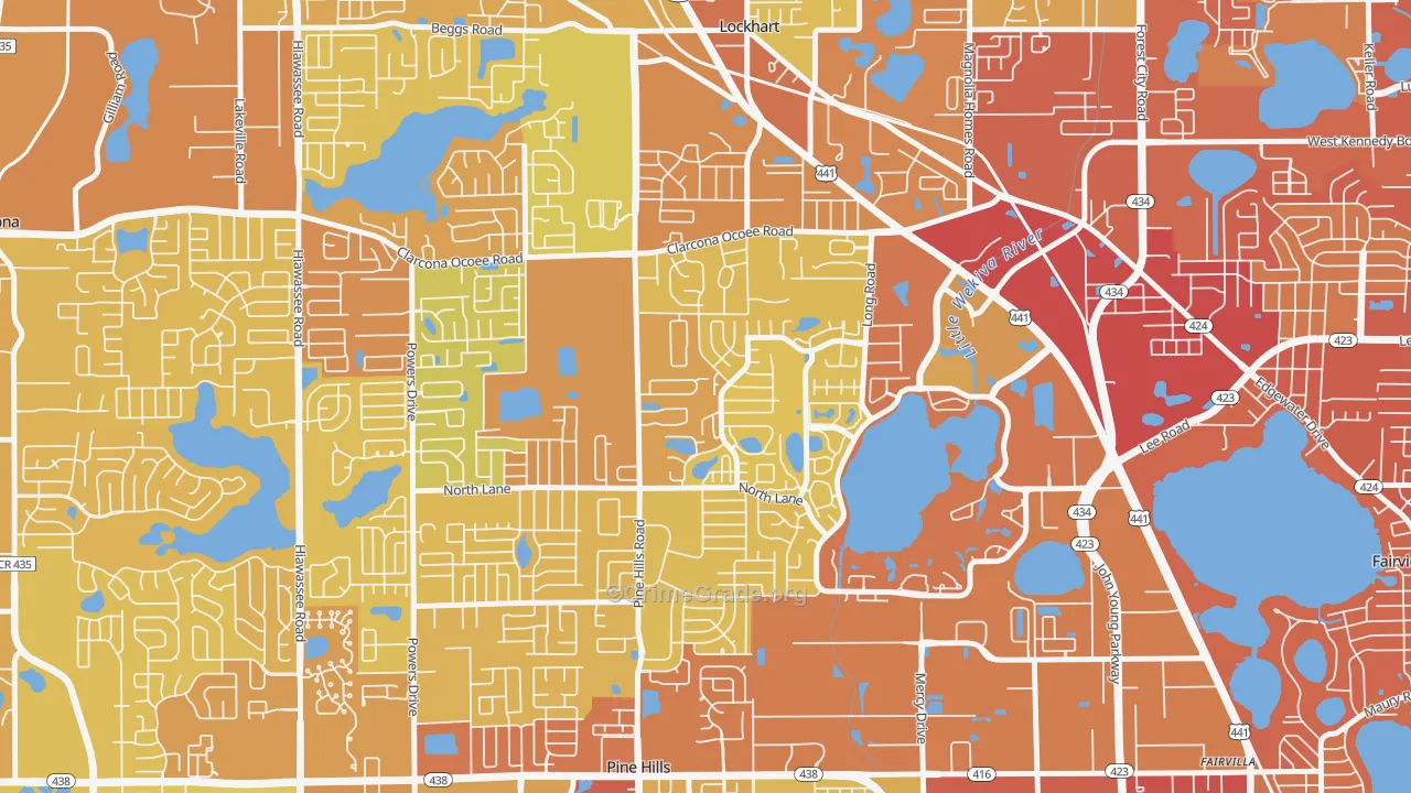 Rosemont North, Orlando, FL Map of Vehicle Theft Rates
