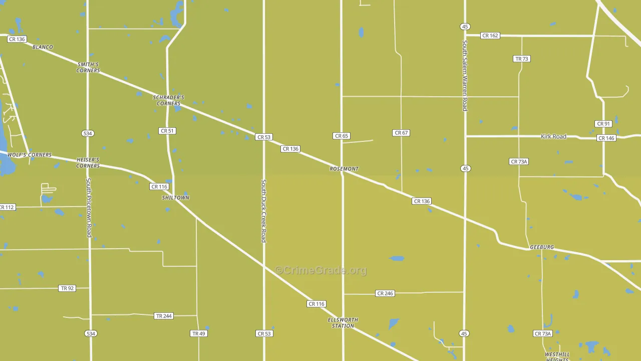 Rosemont, OH Map of Vehicle Theft Rates