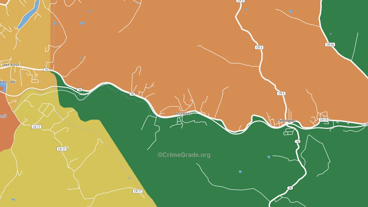 Rosemont, WV Map of Vehicle Theft Rates