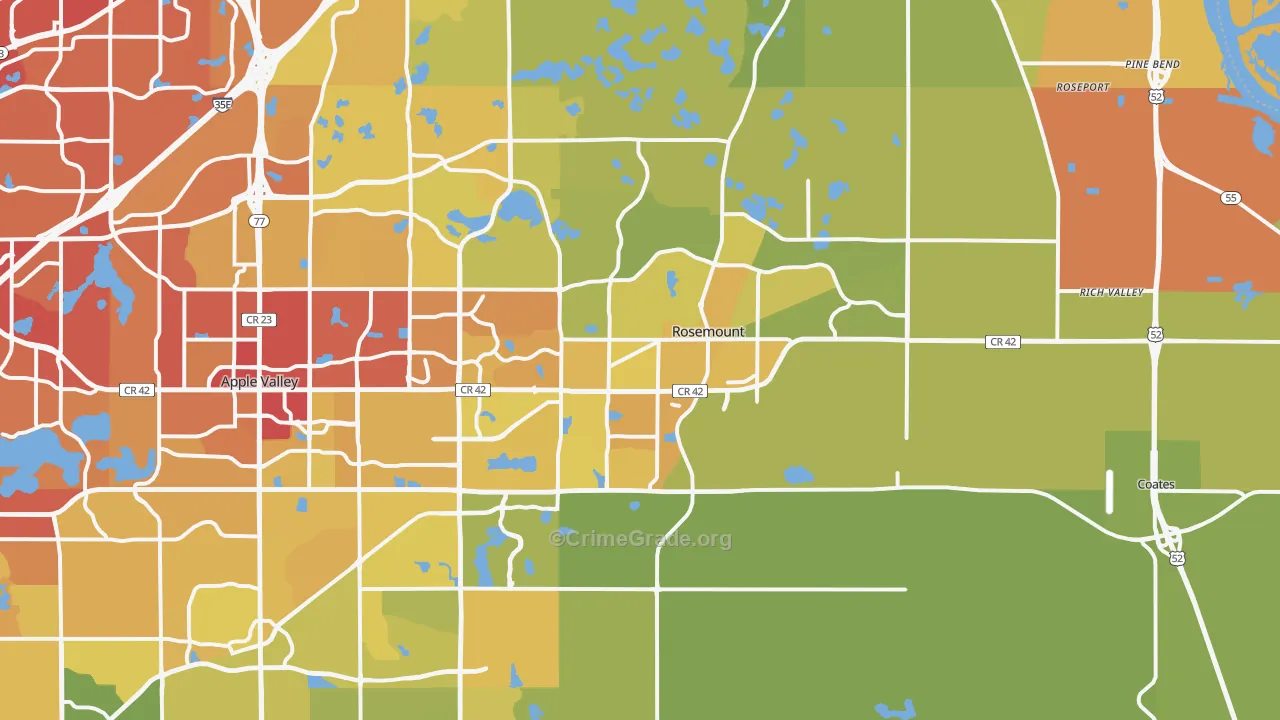 Rosemount, MN Map of Vehicle Theft Rates