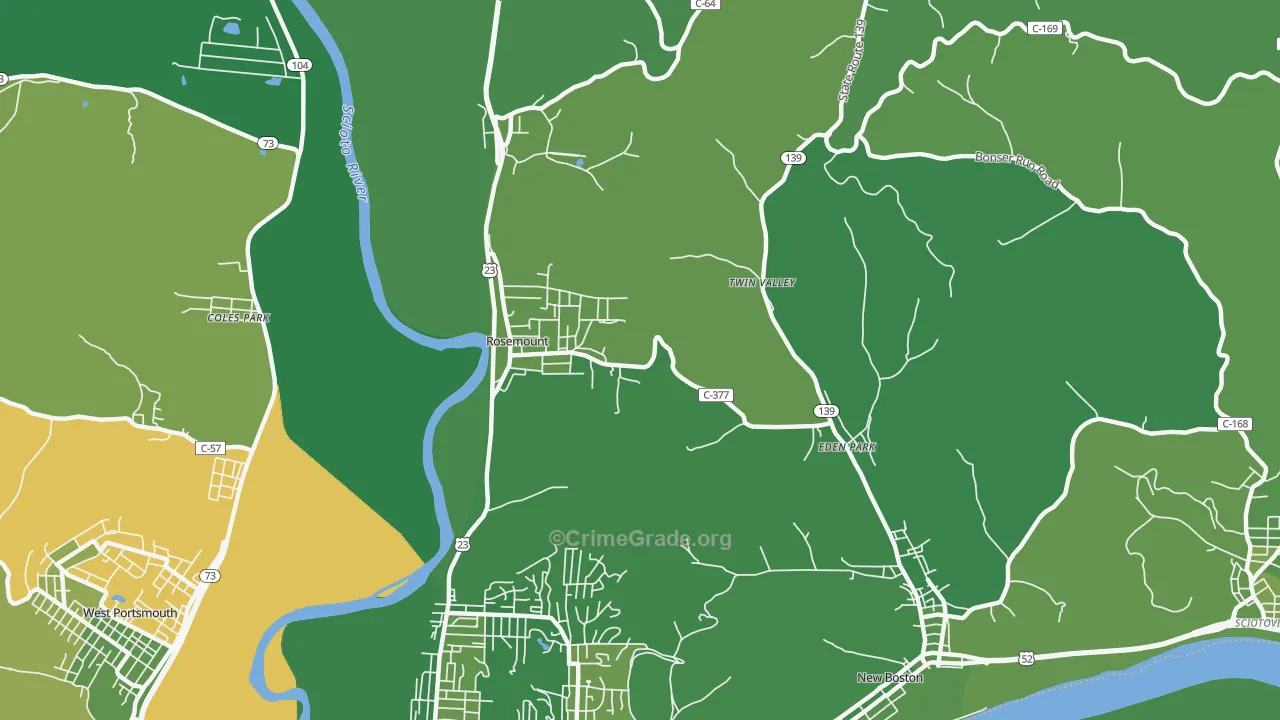 Rosemount, OH Map of Vehicle Theft Rates