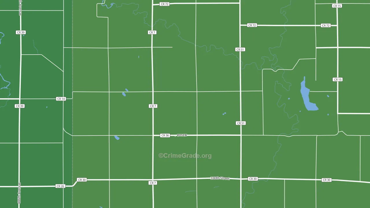 Rosen, MN Map of Vehicle Theft Rates
